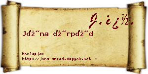 Jóna Árpád névjegykártya